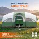 Camping Tent for 8 Person, 3 Room Family Tent with Rainfly, 14 x 9 x 6 ft