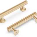 4 x Hickory Hardware 1 Pack Solid Core Kitchen Cabinet Pulls, Luxury Cabinet Handles, Hardware for Doors & Dresser Drawers, 3-3/4 Inch (96mm) Hole Center, Champagne Bronze, Woodward Collection