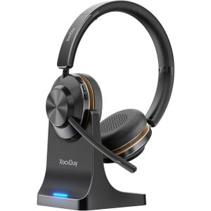 Bluetooth headset, Wireless Headset with Mic for Work, Bluetooth 5.3, Wireless Headphones with AI Noise Cancelling Microphone (Clear Calls & Mic Mute), for Computer/PC/Laptop(No USB Dongle Included)