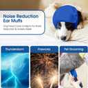 Dog Calming Hoodie, Ear Muffs Noise Protection for Anxiety Relief, No Shake Ear Wraps for Dogs - Grooming, Bath, Blow Drying, Fireworks, Thunderstorms, Hematoma Ear Cover Head Wrap, Blue XL