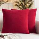 MIULEE Red Couch Pillow Covers 20x20 Inch, Set of 2 Soft Decorative Square Throw Pillow Covers Christmas Farmhouse for Sofa Living Room Bed
