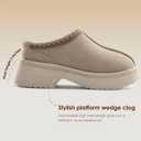 Vilanva Platform Clogs for Women Cozy Suede Fall Slippers with Warm Fur Lined Slip on Shoes Outdoor Indoor House (7.5, Sand)