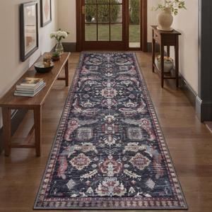 Ciicool Washable Runners Area Rug for Hallways, Ultra Soft 2'6 "x8' ft Boho Print Non-Slip Vintage Oriental Medallion Long Carpet for Kitchen Bedroom Laundry Bathroom