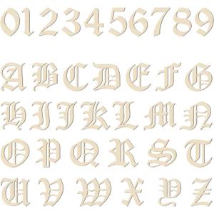 Old English Wooden Letters 4 Inch 72Pcs for Decorations Unfinished Wood Letters and Numbers Small Wooden Letters for Crafts Wall Decor DIY Painting Arts Home Decorations Kids Learning