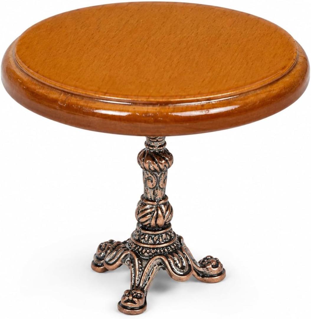 LUOZZY Miniature Wooden Round Table Model for 1:12 Dollhouse Accesories Miniature Side Table Dollhouse Furniture Decoration