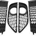 ApplianPar Front Left and Right Side Lower Bumper Fog Light Grille Cover Bezel Frame Kit for Audi Q7 S-Line 2010-2015