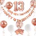 Rose Gold Omg Ur A Teenager Happy 13th Birthday Banner Garland Foil Balloon 13 for 13 Birthday Decorations Official Teenager 13th Birthday Decor for Teen Girls 13 Year Old Birthday Party Supplies