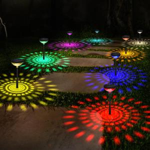 pearlstar Bright Solar Pathway Lights 8 Pack,Color Changing+Warm White LED Path Lights Outdoor,Solar Garden Light Outdoor Waterproof for Walkway Yard Backyard Lawn Landscape Decorative