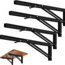 Storystore Folding Shelf Brackets - 18 Inch Heavy Duty Metal Collapsible Shelf Bracket for Bench Table, Shelf Hinge Wall Mounted Space Saving DIY Bracket, Max Load: 150 lb (4 PCS, Black)