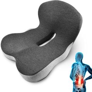 Memory Foam L-Shaped Integrated Seat Cushions, Butt Pillow with Back Support, Ergonomic Cushions with Lumbar Support, Office Chair Seat Cushion for Lower Back Tailbone Protection