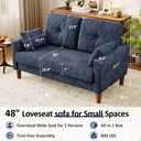 Vipbear 48" Loveseat Sofa,Modern Small Couches for Small Spaces,Blue Chenille Love Seat Couch for Living Room,Bedroom,Apartment,Office,Deep Seat,Throw Pillow,Side Pockets,Square Armrest, Size: 48 Inch-Wide Armrest