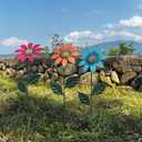 HUTHDAK Metal Flowers for Outside,8 Pack 16.15" Decorative Garden Stakes with Swaying Flowers Head Yard Art,Spring Garden Decor for Lawn, Pathway & Garden