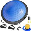 Balance Ball Trainer, 26 inch Half Exercise Ball with Resistance Bands, Home Gym Full Body Workout Equipment, Blue