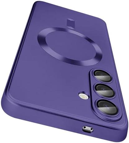 Dinick Designed for Samsung Galaxy S25 Case with Camera Lens Protector Compatible with MagSafe Soft TPU Bumper Protective Cover Anti-Scratch Matte Back for Samsung Galaxy S25 Case Purple