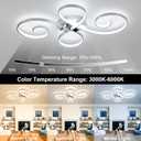62W Modern LED Ceiling Light,Dimmable Ceiling Lamp Flower Flush Mount Light Fixture with Remote Control for Living Room, Bedroom, Dining Room, Kitchen (Chrome), 31.89Inch