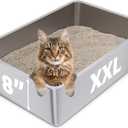 Stainless Steel Cat Litter Box, 23.6"x15.8"x8" XXL Stainless Steel Litter Box 8 inch Deep, Extra Large Metal Litterbox for Big Cats, Non Stick Surface, Easy to Clean, High Sided