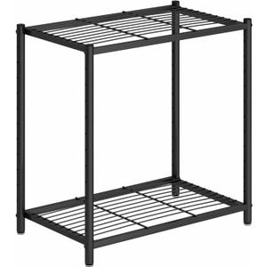 2 Tier Storage Shelves Adjustable Heavy Duty Metal Shelf Standing Storage for Kitchen, Pantry, Garage, Basement(No Wheels, 22.8" L x 13.4" W x 22.8" H)