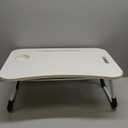 BUYIFY Folding Lap Desk, 23 Inch Portable Wood White Laptop Bed Desk Lap Desk with Cup Holder, for Working Reading Writing, Eating, Watching Movies for Bed Sofa Couch Floor