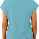 GKBK Womens Cotton Tops Cap Short Sleeve Crop V Neck T Shirts Boxy Casual Basic Spring Summer Tee (Blue, M)
