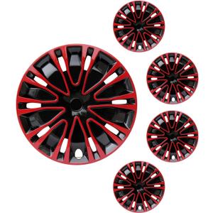 Hubcap Wheel Cover Replacement R16 Hub Caps Universal-Fit Steel Wheel Rim Cover ABS Material Exterior Accessories for Car Truck SUV -Set of 416-inchRed-Black