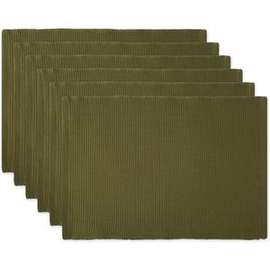 DII Basic Everyday Ribbed Tabletop 100% Cotton, Placemat Set, 13x19, Sage, 6 Piece (Vineyard Green)