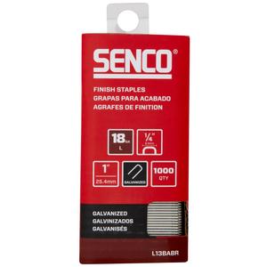 SENCO L13BABR 18 Gauge, 1/4" Crown Finish Staples, 1" Length, Galvanized (1,000 Count Pack)