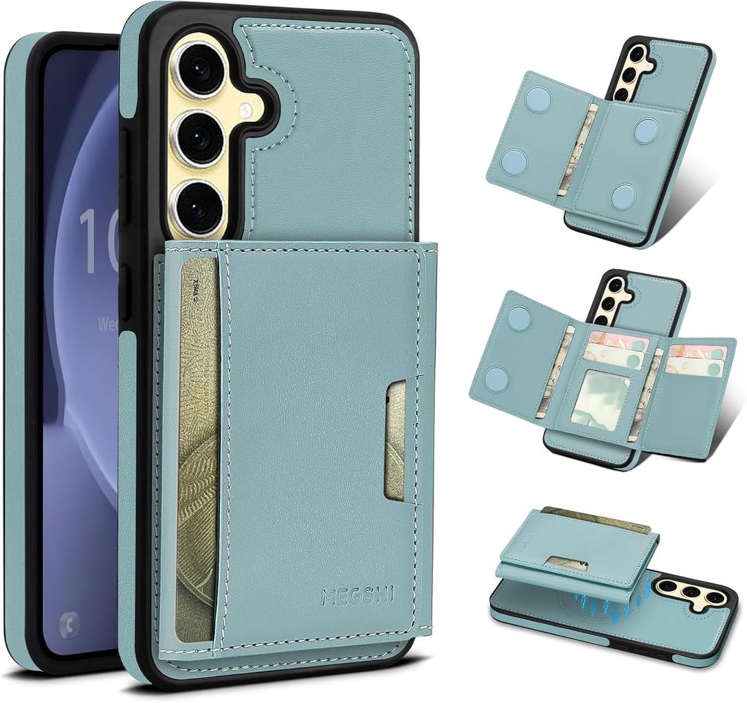 for Samsung Galaxy S24 Plus Wallet Case, 2-in-1 Detachable Magnetic Wallet Case, Card Holder RFID Blocking, Fashionable Faux Leather Card Slot & Folding Design (Blue)