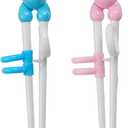 2Pairs Kid Chopsticks, Learning Helper Practice Chopsticks for Kids, Training Chopsticks Gift with Animals for Beginners Toddler ( Cat Pink+Blue)