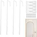 OXDFK 4 PCS Over The Door Mirror Hanger, Adjustable Door Mirror Hanger, Five-Hole Over The Doors-Mirrors Hook, Mirrors Doors Hangers with 2 Iron Filings and Screws (White)