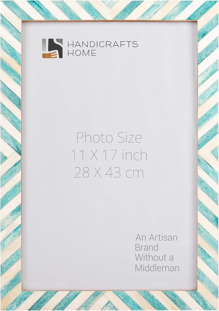 Handicrafts Home Handmade Bone Inlay Wall Hanging Green Picture Frame,11x17 | Portrait or Landscape, Handmade Decorative Wall Hanging Poster Frames,Modern Gallery Wall Decor, Frame for Picture & ArtPrint
