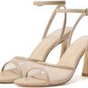 Susanny High Heels for Women Pointed Open Toe Strappy Chunky Block Heels Ankle Strap Stiletto Kitten Heeled Sandals Wedding Bridal Party Prom Sexy Dress Shoes 8.5