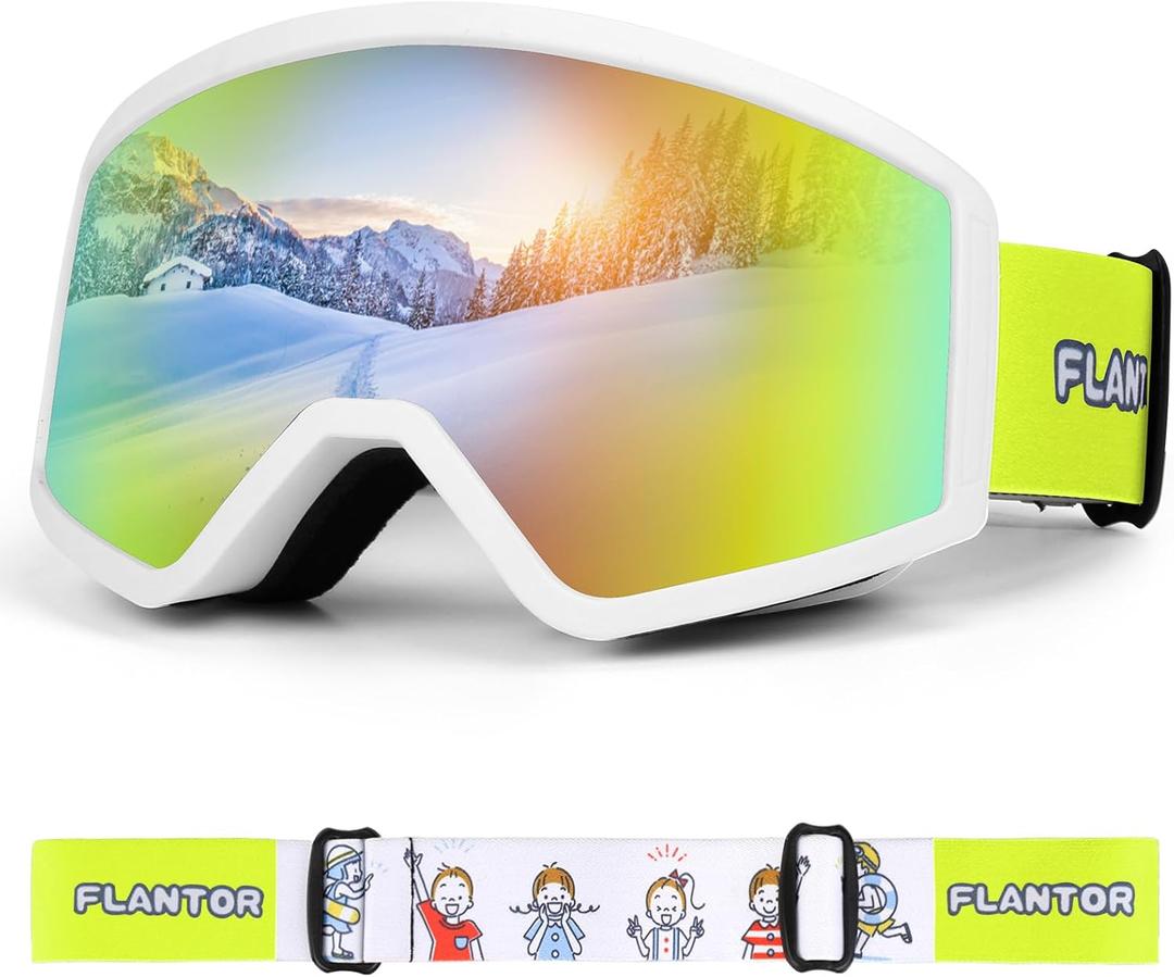 SANWICH Kids Ski Goggles for Boys Girls Aged 5-14, 100% UV Protection OTG Ski Goggles (Red)