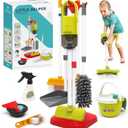 Dreamon Toddler Cleaning Set - 14Pcs Kids Cleaning Toy Set with 2-in-1 Kids Vacuum That Really Works, Pretend Home Cleaning Play Set for Toddler Age 3-7, Christmas Birthday Gift for Girls Boys Red