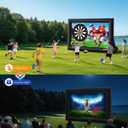 3-in-1 16FT Inflatable Projector Screen - Outdoor Movie Screen, Dart Board and Football Target with 180W Blower, Front/Rear Screen for Celebration & Outside Movie Night