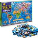 200 Pieces World Map Puzzle for Kids & Adults, World Map Jigsaw Puzzle Floor Puzzles Toddler Geography Educational Toys for Boys and Girls, Globe Atlas Puzzle Maps for Kids Learning Games