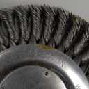 Weiler Dualife Wire Wheel Brush, Round Hole, Steel, Full Twist Knotted, 8" Diameter, 0.023" Wire Diameter, 5/8" Arbor, 1-5/8" Bristle Length, 1/2" Brush Face Width, 6000 RPM