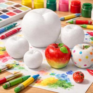 42 Pcs Foam Apples for Crafts, 4 Sizes White Apples for DIY Painting, School Projects, Fall Decorations