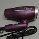 Conair Worldwide Folding Handle Hair Dryer with Concentrator & Diffuser, 1875W Travel Blow Dryer with Smart Voltage Technology, Ionic Conditioning Fights Frizz, 3 Heat & 2 Speed Settings, Purple
