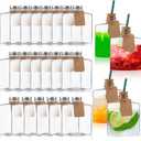 Roshtia 24 Pcs 8 oz Plastic Patron Bottles Empty for Drinks Mini Liquor Cups with Cork and Straw Clear Potion Bottles Juice Cups with Tags and Ropes for Party Personalized Decoration