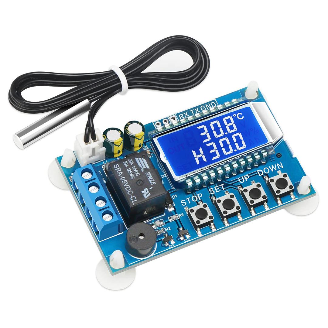 DROK Electronic Thermostat Controller, DC 6-30V 24V Digital Temperature Control Board -50 to +110 Degree Celsius High Accuracy LCD Digital Micro Temp Control Switch Module with Waterproof Sensor Probe