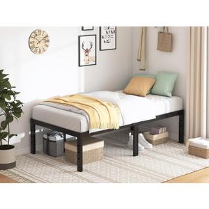 Twin Bed Frame - 18 in Sturdy Platform Bed Frame Twin Size, Heavy Duty Metal Bed Frame No Box Spring Needed, Quick & Easy Assembly, No Noise, Black