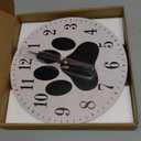 Mxocom Dog Paw Wall Clock Animal Puppy Black Cartoon Footprint 10 Inch Silent Non Ticking Battery Operated Clock Vintage Round Clock for Living Room Bedroom Bathroom Office Decor