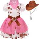 SIZGAROOT Cowgirl Costume for Girls with Hat Halloween Party Dress Up (L)
