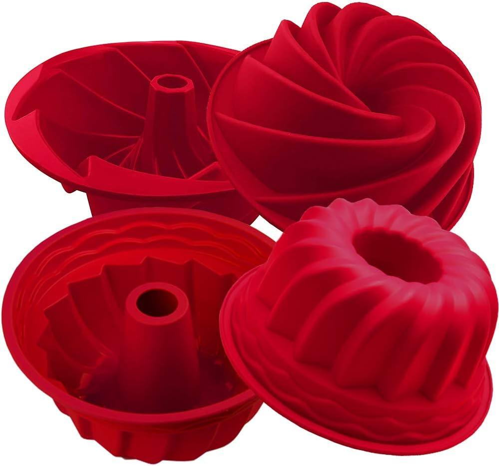 IELEK Silicone Fulted Pan Cake Nonstick Jello Molds Tube for Baking Cake, Jello, Gelatin, Bread, Para Gelatinas