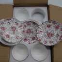 Tea Cup and Saucers, 6.4oz Floral Tea Cups with Gold Trim, Porcelain Teacup, Coffee Cappuccino Espresso Latte Mugs for Party Birthday,Party Cafe Home, Christmas Gift (White) Set of 6 Pack