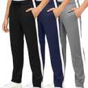 Real Essentials 3 Pack: Boys' Mesh Open Bottom Active Sweatpants with Pockets & Drawstring (X-Large, Set 7)