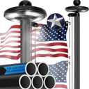 25FT Heavy Duty Flag Pole with Solar Light for Outside House, Thickened 12-Gauge 50 KSI / 100 HBW High-Strength Aluminum, 128-LED Light & an Embroidered Flag, In Ground Flag Pole for Residential Use