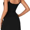 LYANER Women's Nightgown Sexy Lace Sleepwear V Neck Full Slip Chemise Lingerie Night Gowns Babydoll Sleepshirt (Large, Black)