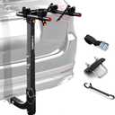2 Bike Rack Bicycle Carrier Racks Hitch Mount Double Foldable Rack for Cars Truck SUV Fits 2" Receiver, Tie Down Strap, Anti-Rattle Hitch Tightener & Bicycle Cross-bar Adapter for Kids Bike