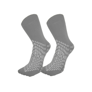 HCS Hospital Socks with Grips for Women & Men (6 Pairs) - 360 Hospital Grip Socks for Women, Men, Elderly, Seniors - Non Slip Sock, All-Around Tread - Fall Risk Patient Slippers (Gray, Regular